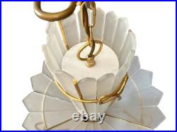 Lustre Art Déco en verre satiné et laiton signé Murano Arts