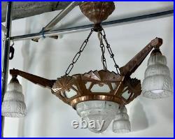 Lustre Art déco 4 feux 1930