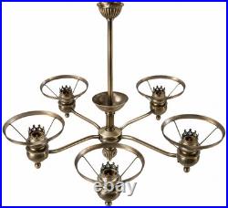 Lustre Art déco à 5 bras Opalines orange Kosmos Brenner Vintage