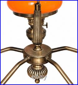 Lustre Art déco à 5 bras Opalines orange Kosmos Brenner Vintage