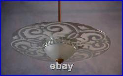 Lustre Art déco en verre dépoli et miroité 1940's