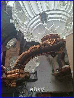 Lustre Ezan Cuivre Art Déco 6 Feux