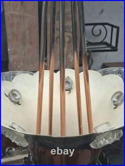 Lustre Ezan Cuivre Art Déco 6 Feux