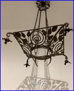 Lustre FER FORGE pour Verre DAUM. ART DECO/ART NOUVEAU