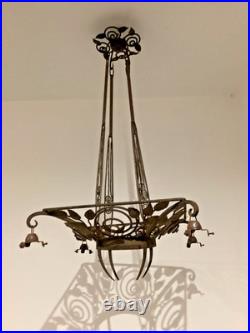 Lustre FER FORGE pour Verre DAUM. ART DECO/ART NOUVEAU
