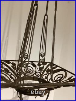 Lustre FER FORGE pour Verre DAUM. ART DECO/ART NOUVEAU