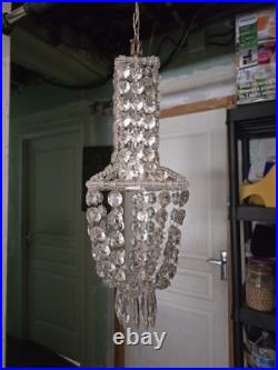 Lustre Montgolfière Pampilles Cristal Art Déco