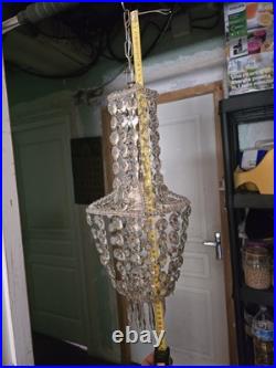 Lustre Montgolfière Pampilles Cristal Art Déco