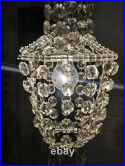 Lustre Montgolfière Pampilles Cristal Art Déco