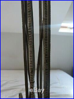 Lustre Muller frères Lunéville bronze nickelé & verre pressé moulé Art Déco 1930