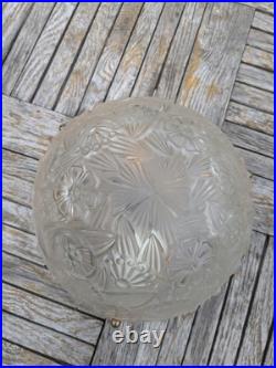 Lustre lampe art déco 1930 Hettier Vincent en verre moulé pressé fleurs stylisé