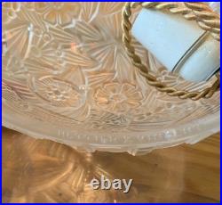 Lustre lampe art déco 1930 Hettier Vincent en verre moulé pressé fleurs stylisé