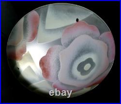 Lustre plafonnier ART DECO MAXONADE Paris Verre émaillé Rose Era Loys Lucha