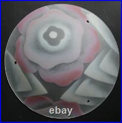 Lustre plafonnier ART DECO MAXONADE Paris Verre émaillé Rose Era Loys Lucha Lustre plafonnier ART DECO MAXONADE Paris Verre émaillé Rose Era Loys Lucha