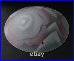 Lustre plafonnier ART DECO MAXONADE Paris Verre émaillé Rose Era Loys Lucha