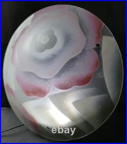 Lustre plafonnier ART DECO MAXONADE Paris Verre émaillé Rose Era Loys Lucha