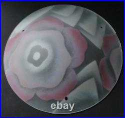 Lustre plafonnier ART DECO MAXONADE Paris Verre émaillé Rose Era Loys Lucha Lustre plafonnier ART DECO MAXONADE Paris Verre émaillé Rose Era Loys Lucha