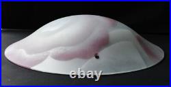 Lustre plafonnier ART DECO MAXONADE Paris Verre émaillé Rose Era Loys Lucha
