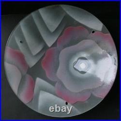 Lustre plafonnier ART DECO MAXONADE Paris Verre émaillé Rose Era Loys Lucha