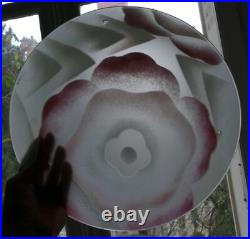 Lustre plafonnier ART DECO MAXONADE Paris Verre émaillé Rose Era Loys Lucha