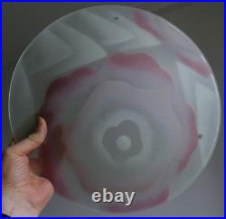 Lustre plafonnier ART DECO MAXONADE Paris Verre émaillé Rose Era Loys Lucha