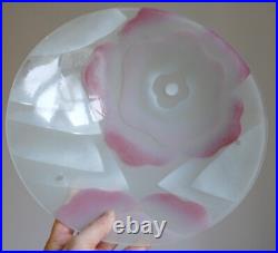 Lustre plafonnier ART DECO MAXONADE Paris Verre émaillé Rose Era Loys Lucha