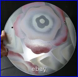 Lustre plafonnier ART DECO MAXONADE Paris Verre émaillé Rose Era Loys Lucha
