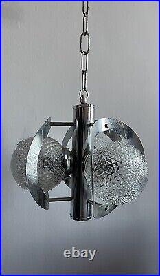 Lustre suspension art déco avec ses 3 globes en verre originaux