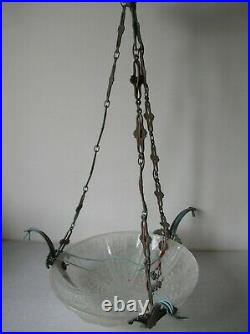 Lustre suspension vasque luminaire Art Déco grappe de raisin en verre de 36 cm
