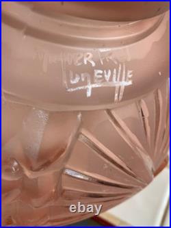 MULLER FRERES LUNEVILLE Boule en Verre Dépoli rose ART DECO
