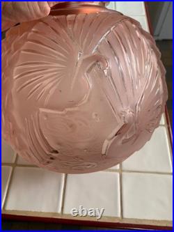 MULLER FRERES LUNEVILLE Boule en Verre Dépoli rose ART DECO