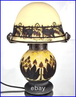 MULLER Frères Lunéville Rare Lampe Houblons Vase Pâte de Verre Gravé ART DECO MULLER Frères Lunéville Rare Lampe Houblons Vase Pâte de Verre Gravé ART DECO
