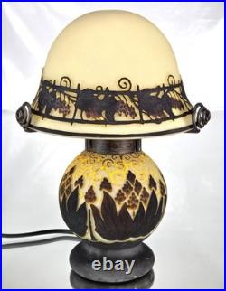 MULLER Frères Lunéville Rare Lampe Houblons Vase Pâte de Verre Gravé ART DECO MULLER Frères Lunéville Rare Lampe Houblons Vase Pâte de Verre Gravé ART DECO