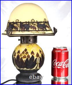 MULLER Frères Lunéville Rare Lampe Houblons Vase Pâte de Verre Gravé ART DECO MULLER Frères Lunéville Rare Lampe Houblons Vase Pâte de Verre Gravé ART DECO