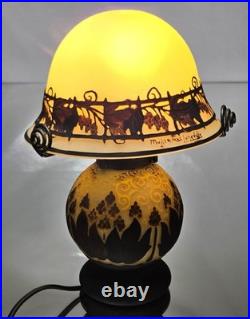 MULLER Frères Lunéville Rare Lampe Houblons Vase Pâte de Verre Gravé ART DECO MULLER Frères Lunéville Rare Lampe Houblons Vase Pâte de Verre Gravé ART DECO
