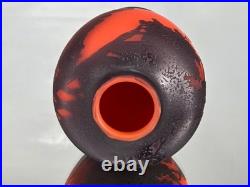 MULLER Frères Lunéville Vase Paysage Lacustre Pâte de Verre Gravé ART DECO