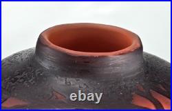 MULLER Frères Lunéville Vase Paysage Lacustre Pâte de Verre Gravé ART DECO