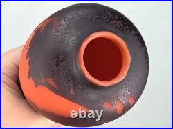 MULLER Frères Lunéville Vase Paysage Lacustre Pâte de Verre Gravé ART DECO