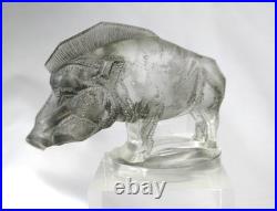 Magnifique Sujet Sanglier Mascotte Auto Rene Lalique Verre Art Deco No Vase