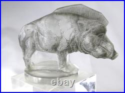 Magnifique Sujet Sanglier Mascotte Auto Rene Lalique Verre Art Deco No Vase