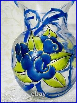 Mazoyer Enamelled Glass Vase Emaille Fleurs Art Deco Moulins Allier Auvergne 30