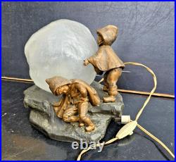 Mednat Lampe Veilleuse Enfants A La Boule De Neige Métal+ Verre Art Deco 1930