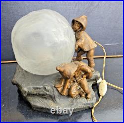 Mednat Lampe Veilleuse Enfants A La Boule De Neige Métal+ Verre Art Deco 1930