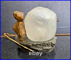 Mednat Lampe Veilleuse Enfants A La Boule De Neige Métal+ Verre Art Deco 1930