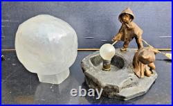 Mednat Lampe Veilleuse Enfants A La Boule De Neige Métal+ Verre Art Deco 1930