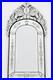 Miroir Vénitien Ancien Gravé Biseauté Fronton Floral Verre Mercuré 80 cm