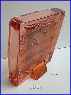 Miroir de table Art Deco verre moulé rosé HT15x13x5 cm 1kg