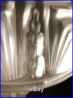 Muller Freres Grande Lampe Champignon Art Déco Cataloguée En Verre Pressé 1930