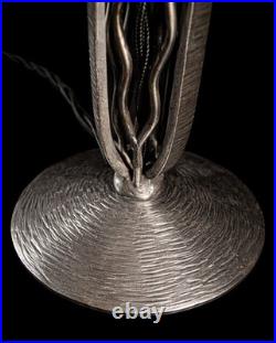 Muller Frères Lampe Art Déco En Fer Forgé & Dôme En Verre Pressé 1930
