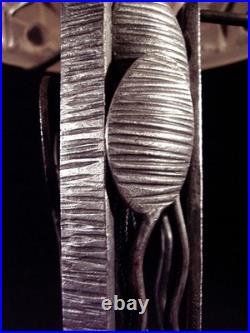 Muller Frères Lampe Art Déco En Fer Forgé & Dôme En Verre Pressé 1930 Muller Frères Lampe Art Déco En Fer Forgé & Dôme En Verre Pressé 1930